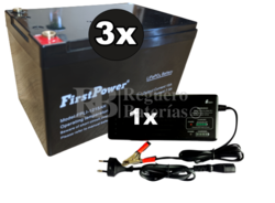 Kit 3 Litio Bateras Scooter elctrico 36 Voltios 15 Amperios y Cargador 36V 1,8Ah