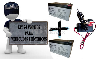 Kit de Bateras 24 Voltios 12 Amperios y Cargador de 24 Voltios Especifico para Vehiculos Electricos