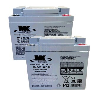 MK M45-12 SLD, Pack de 2 bateras para scooter elctrico 12V 45Ah de alto rendimiento