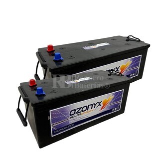 2 bateras Solar Ozonyx de 12V 250Ah con mantenimiento de alto rendimiento