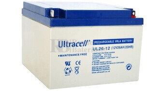 Batera para Carrito de Golf Ultracell UL26-12 12 Voltios 26 Amperios  166,5mm x 175mm x 125mm 