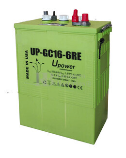 Batera de Plomo Abierto para instalacin solar 6 voltios 600 Amperios C100 318x181x425 mm U-POWER  UP-GC16-6RE