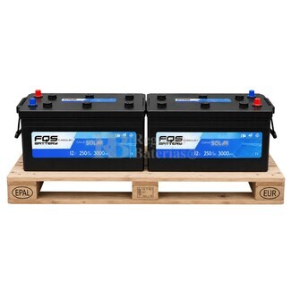 2 Bater�as Solar con mantenimiento | 12 Voltios 250 Amperios FQS12-250-T
