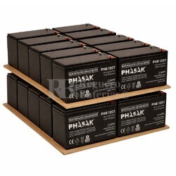Pack 20 bater�as SAI UPS 12 Voltios 7,2 Amperios Phasak PHB1207