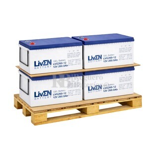 Pack 4 bater�as Gel 12 Voltios 260 Amperios LIVEN LVG260-12 