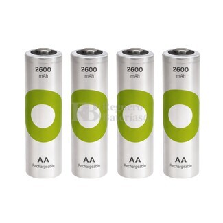 Pack 4 bater�as recargables 1,2 Voltios 2.600 mAh AA GP