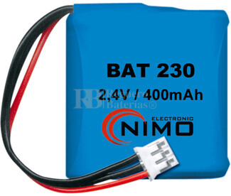 Packs de bateras recargables 2.4 Voltios 300 mAh 1-2AA NI-CD 30,0x29,0x14,5mm
