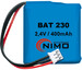 Packs de baterías recargables 2.4 Voltios 300 mAh 1-2AA NI-CD 
