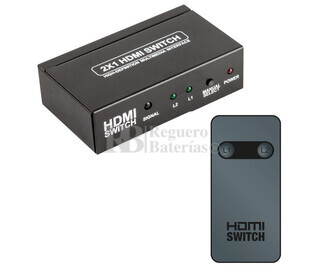  Switch HDMI 2 Entradas 1 Salida, con telemando
