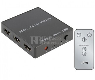 Switch HDMI 3 Entradas 1 Salida, con telemando