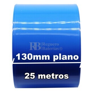 Termo retrctil PVC Azul 130mm especial Clulas 18650 Litio 25 Metros